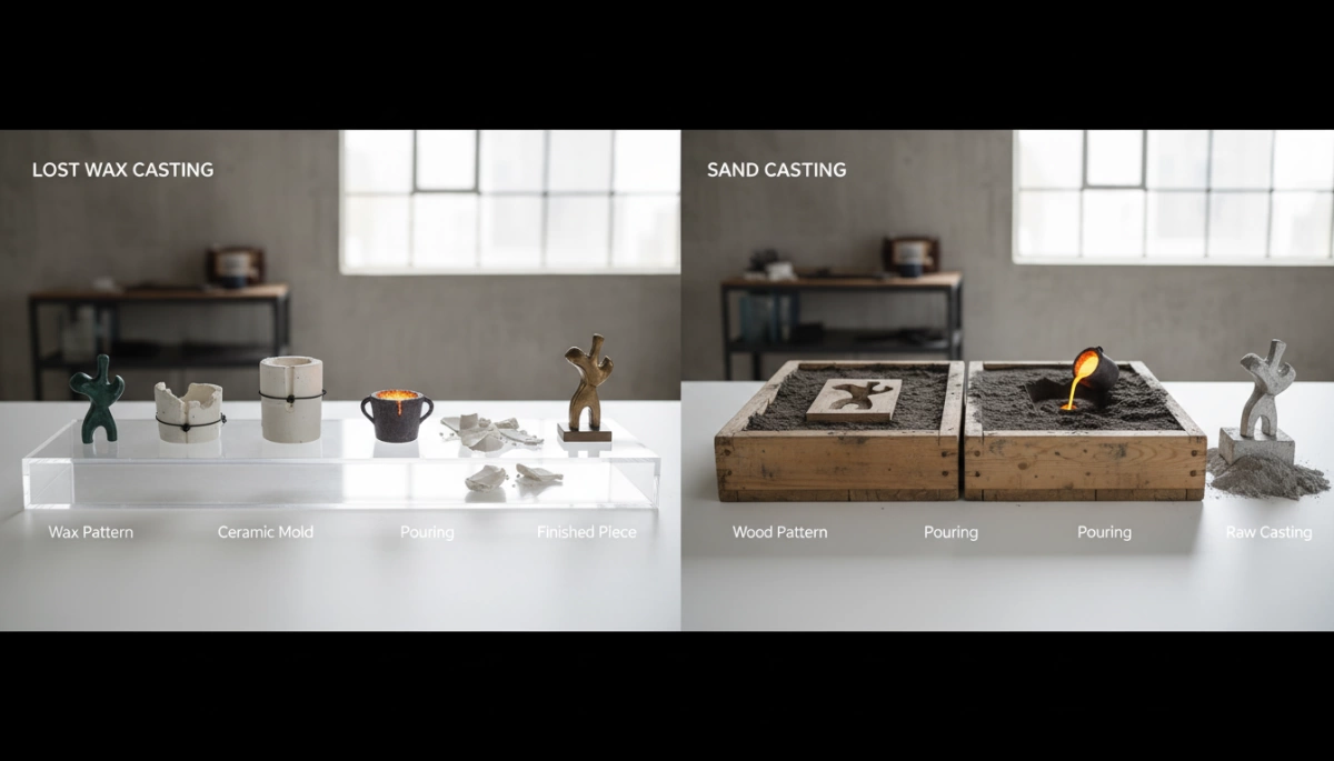 lost wax casting vs sand casting process overview