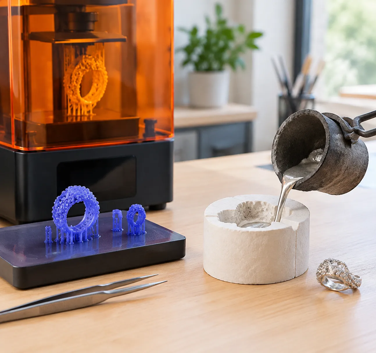 3D printed resin wax casting method